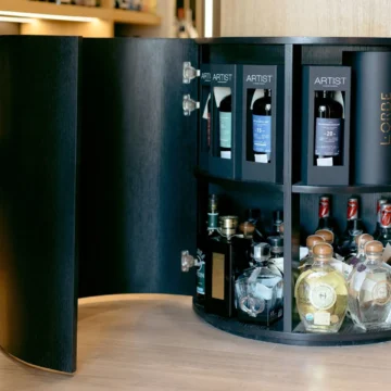Semi-circular bottle shelf